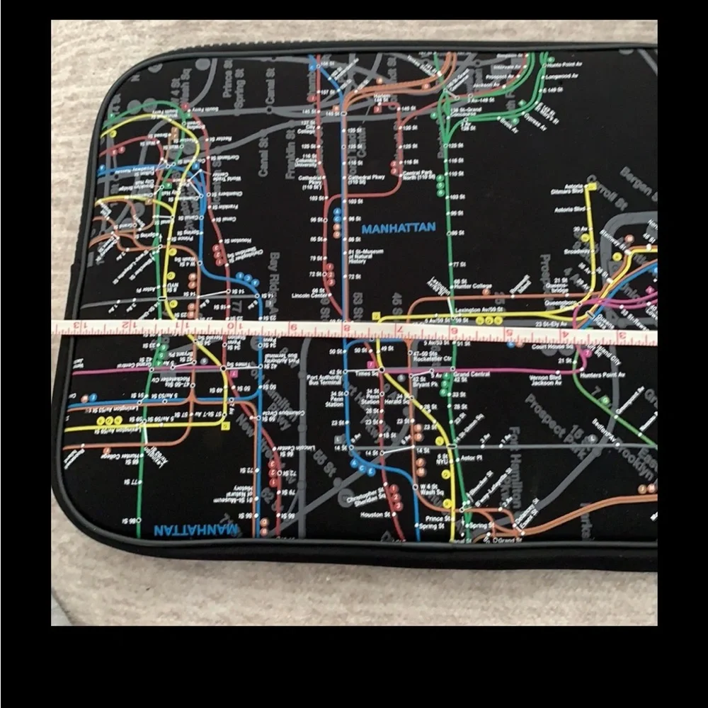 Vintage NYC Subway Line Laptop Case – Black Map Print